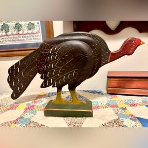 Beaver Creek Hand-carved Wood Turkey Made in Beaman, IA American Folk Art